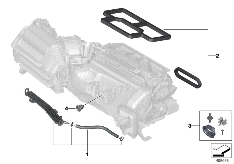 Детали корпуса сист.отопления и кондиц. для BMW G20 330i B46D (схема запчастей)