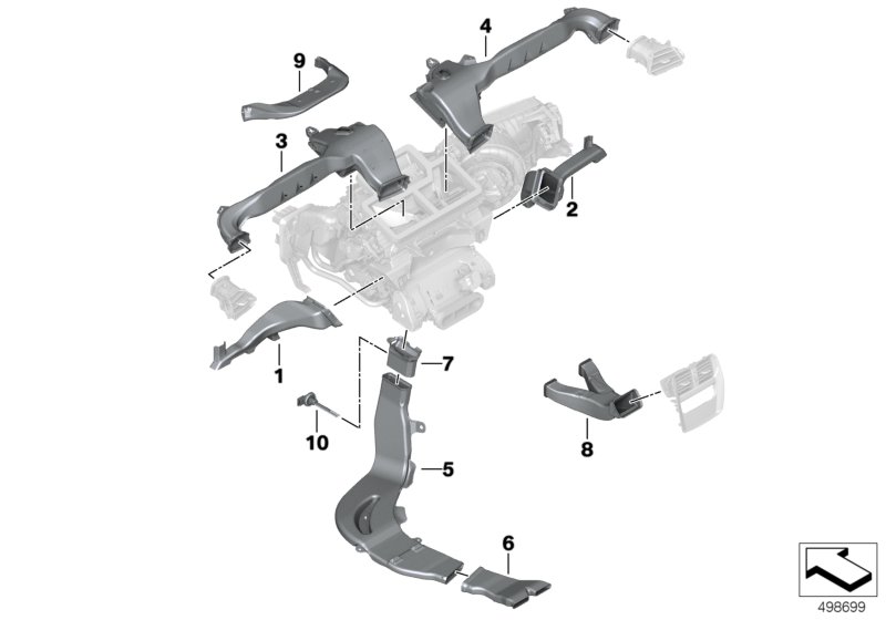 Вентиляционный канал для BMW G20 M340i B58D (схема запчастей)