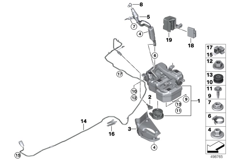 Система SCR для BMW F46N 218d B47B (схема запчастей)