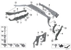 Дополнительные элементы моторного отсека для BMW G01 X3 20iX (TR52) B48 (схема запасных частей)