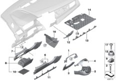 Доп.элементы панели приборов Нж. для BMW F46N 218d B47B (схема запасных частей)