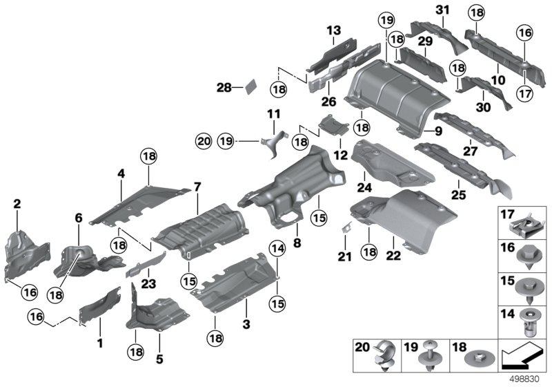 Теплоизоляция для BMW F32 435i N55 (схема запчастей)