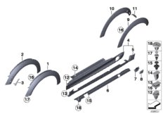 Накладка порог / арка колеса для BMW R59 Coop.S JCW N14 (схема запасных частей)
