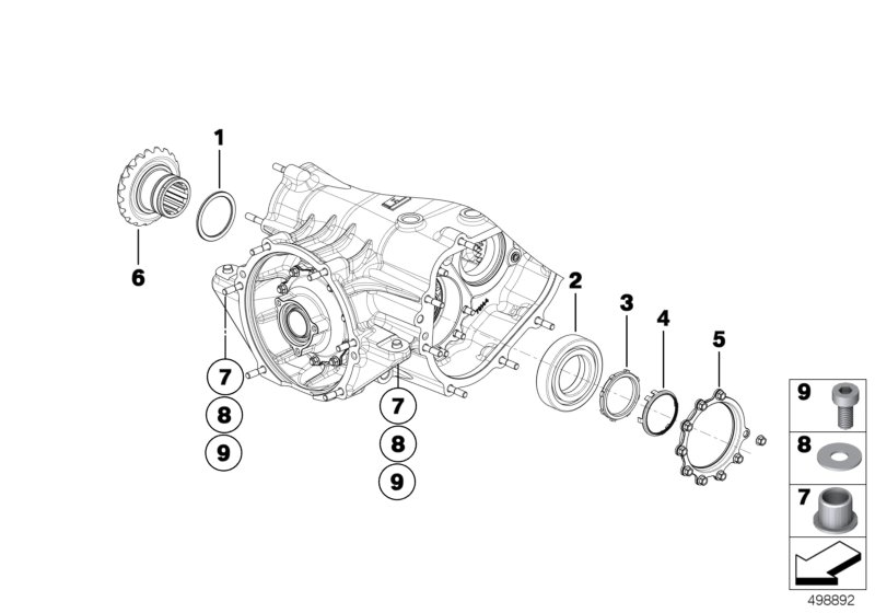 Детали коробки передач для BMW MOSP M6 GT3 P63 (схема запчастей)