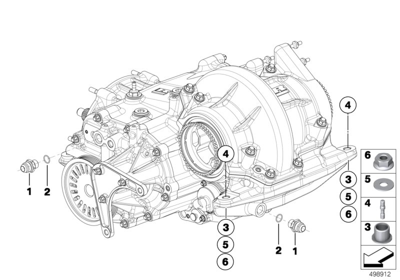 Детали коробки передач для BMW MOSP M6 GT3 P63 (схема запчастей)