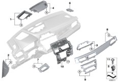 Доп.элементы панели приборов Вх для BMW F48 X1 16d B37B (схема запасных частей)