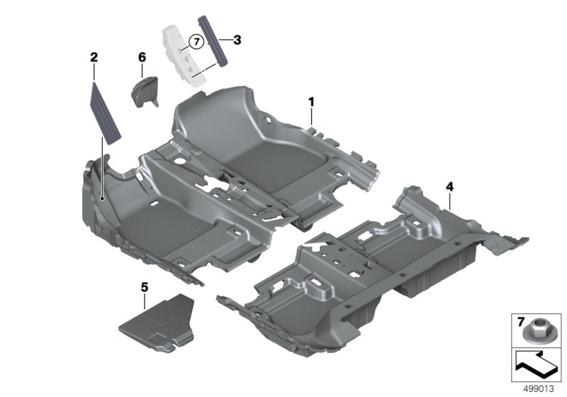 облицовка днища для BMW F40 120dX B47D (схема запчастей)