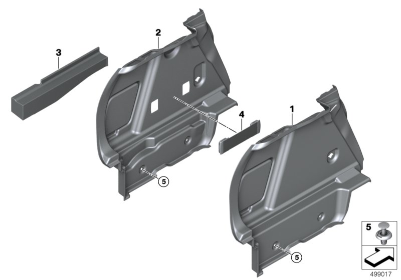 Обшивка багажного отделения Л для BMW F40 118i B38C (схема запчастей)