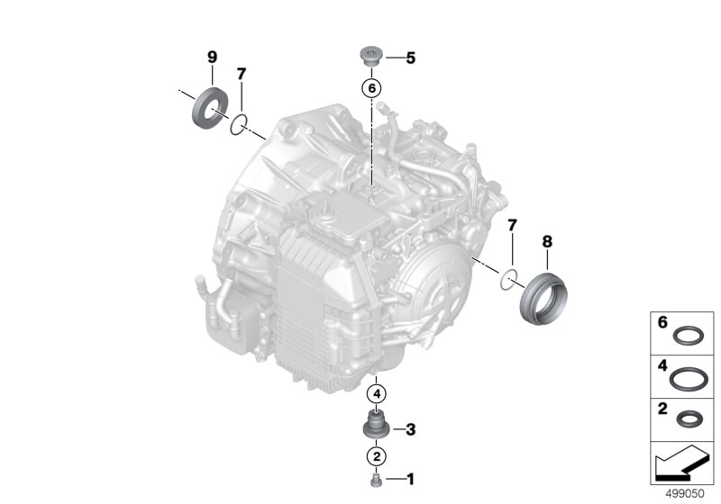 GA8G45AW доп.элементы/уплотнения для BMW F48N X1 18d B47B (схема запчастей)