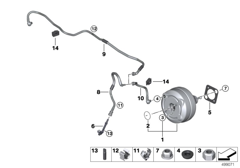 Усилитель тормозов для BMW G29 Z4 30i B48D (схема запчастей)