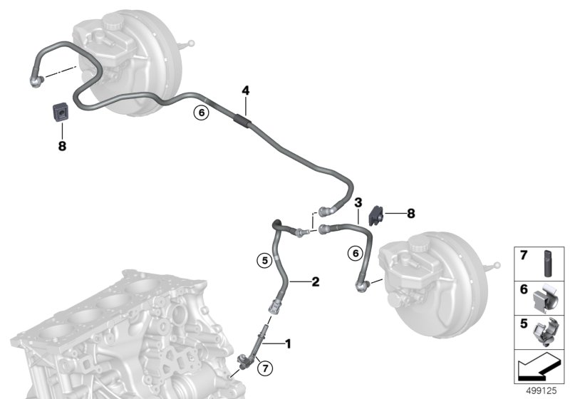 Вакуумный трубопр.усилителя тормозов для BMW G01 X3 20i B48C (схема запчастей)
