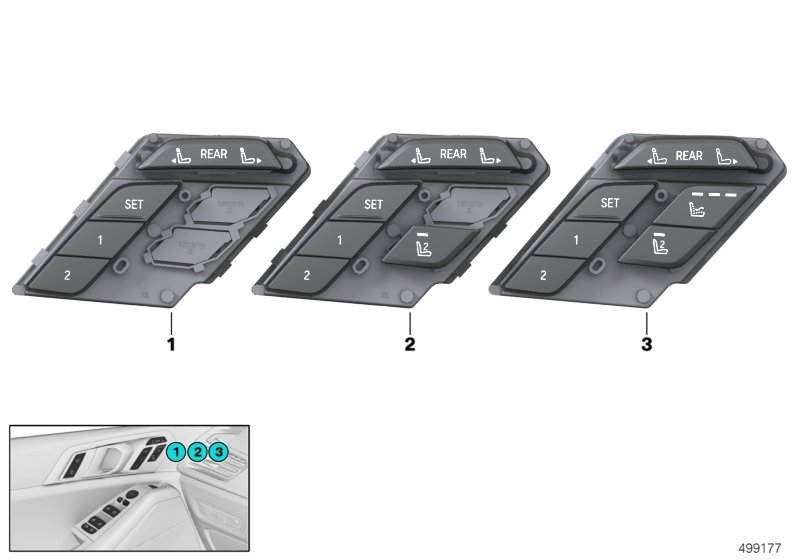 Панель управления функциями сиденья ВОД для BMW G07 X7 30dX B57 (схема запчастей)