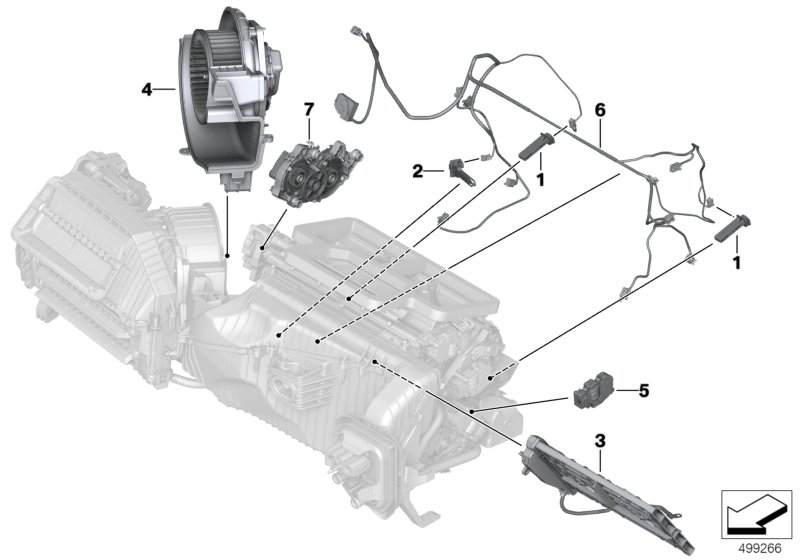 Электр.детали отопителя/кондиционера для BMW G20 320dX B47D (схема запчастей)