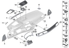 Доп.элементы панели приборов Вх для BMW G11 730i B48 (схема запасных частей)