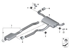 Система выпуска ОГ Зд для BMW F39 X2 20dX B47D (схема запасных частей)