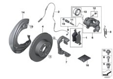 Тормозной механизм переднего колеса для BMW G20 318d B47B (схема запасных частей)