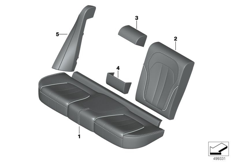 Обивка Individual заднего баз.сиденья для BMW G05 X5 45eX B58X (схема запчастей)