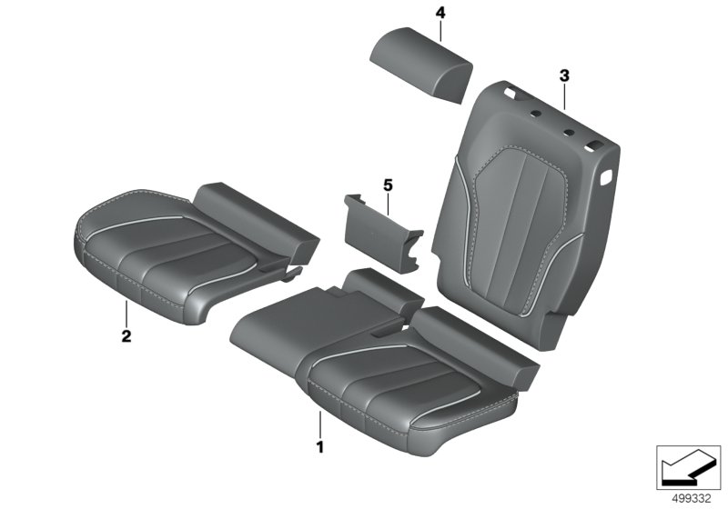 Обивка Individual заднего баз.сиденья для BMW G07 X7 40iX B58C (схема запчастей)