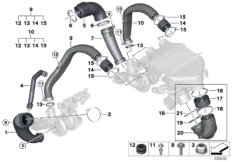 Воздуховод наддувочного воздуха для BMW F83N M4 S55 (схема запасных частей)
