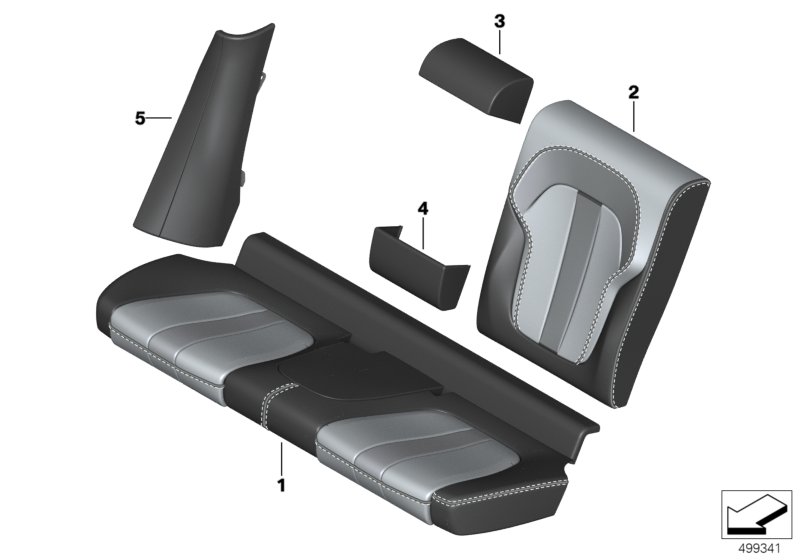 Обивка Individual заднего баз.сиденья для BMW G06 X6 M50dX B57S (схема запчастей)