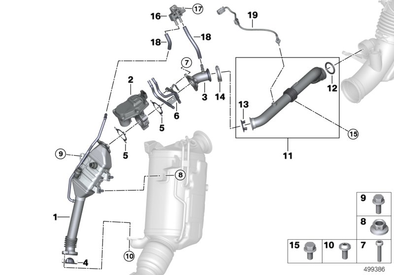 Система нейтрализации ОГ, охлаждение для BMW G01 X3 18d (TX15) B47 (схема запчастей)