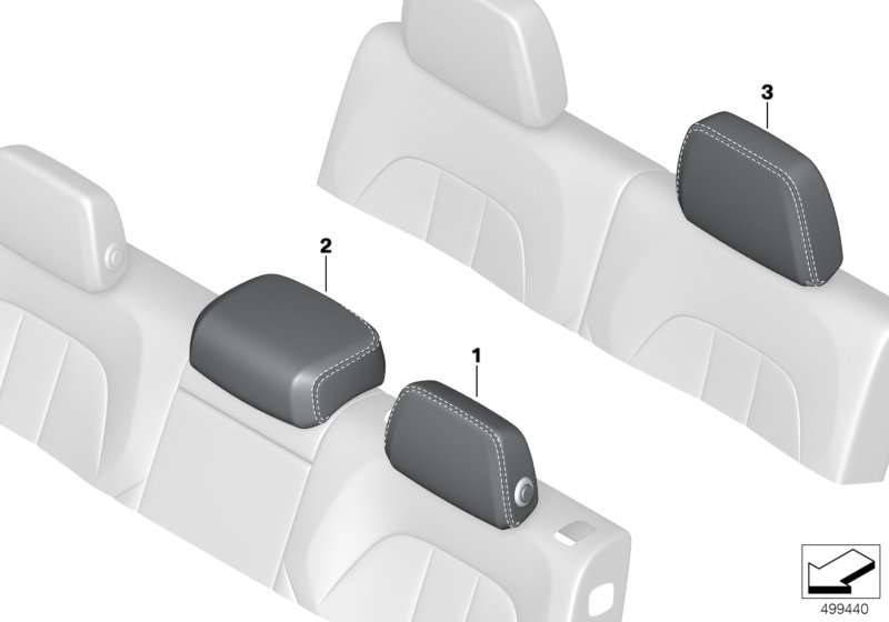 Инд.подголовник базового сиденья Зд для BMW G07 X7 30dX B57 (схема запчастей)