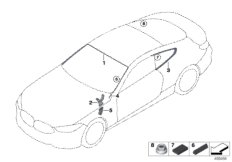 Остекление, дополнительные элементы для BMW G14 M850iX N63B (схема запасных частей)