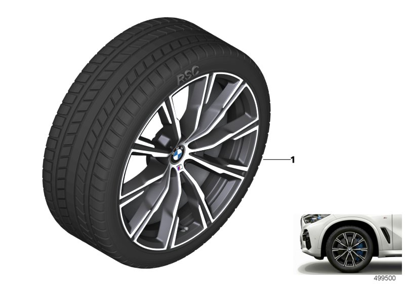 Spike/SC колесо в сб.зим. диз. 740M -20" для BMW G05 X5 30iX B48D (схема запчастей)