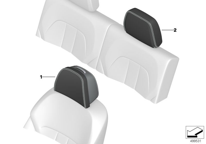 Инд.подголовник сиденья повыш.комфорт.Зд для BMW G07 X7 30dX B57 (схема запчастей)