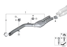 Катализатор/передний доп.глушитель для BMW G14 840iX B58C (схема запасных частей)