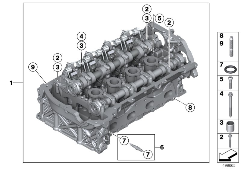 головка блока цилиндров для BMW F31 316i N13 (схема запчастей)