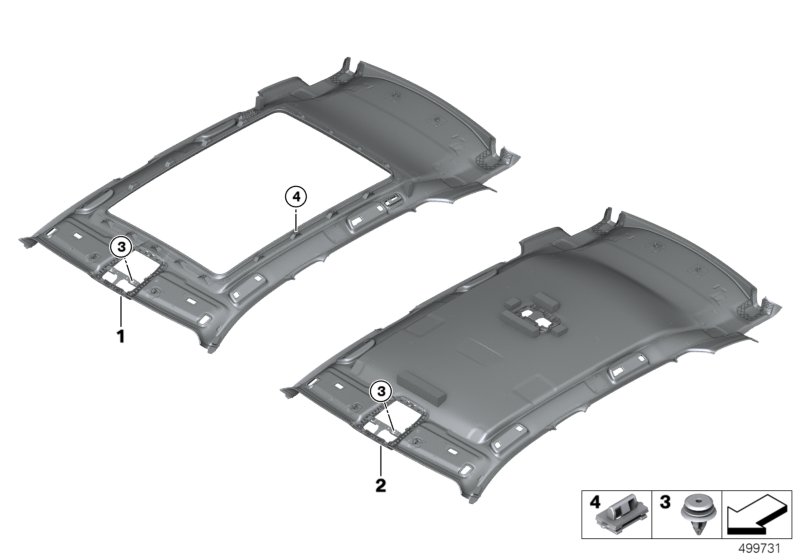 Потолок для BMW G01 X3 20dX B47D (схема запчастей)