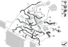 Шланги системы охлаждения для BMW F91 M8 S63M (схема запасных частей)
