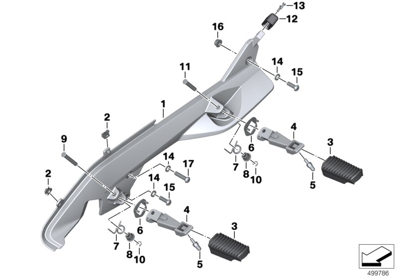 Система упоров для ног для BMW K26 R 1200 RT 05 (0368,0388) 0 (схема запчастей)
