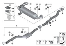 Система выпуска ОГ Зд для BMW G31 540iX B58C (схема запасных частей)