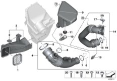 Воздуховод для BMW G02 X4 30iX B48D (схема запасных частей)