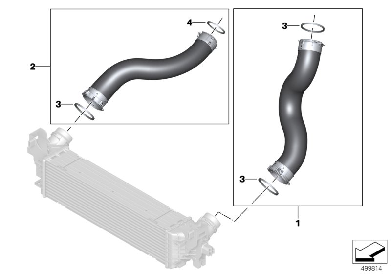 Воздуховод наддувочного воздуха для BMW G02 X4 20iX B48C (схема запчастей)