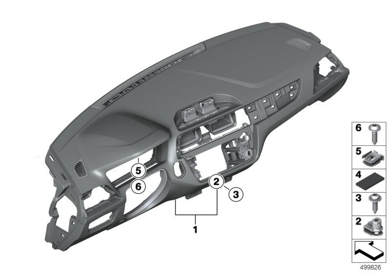 облицовка панели приборов для BMW F22N M240iX B58 (схема запчастей)