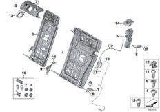 Каркас подушки заднего сиденья для BMW G21 320d B47D (схема запасных частей)