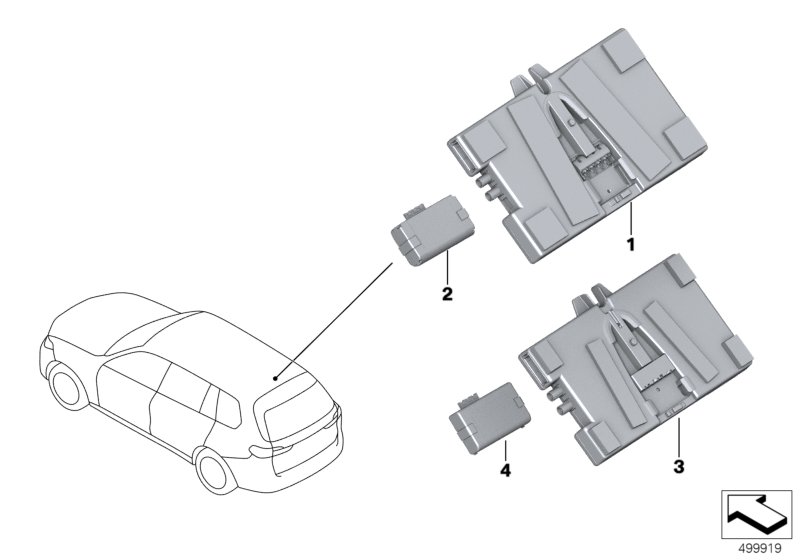 ЭБУ телематических услуг для BMW G05 X5 40iX B58C (схема запчастей)