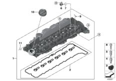 Крышка головки блока цилиндров/доп.эл. для BMW G11 750dX B57S (схема запасных частей)