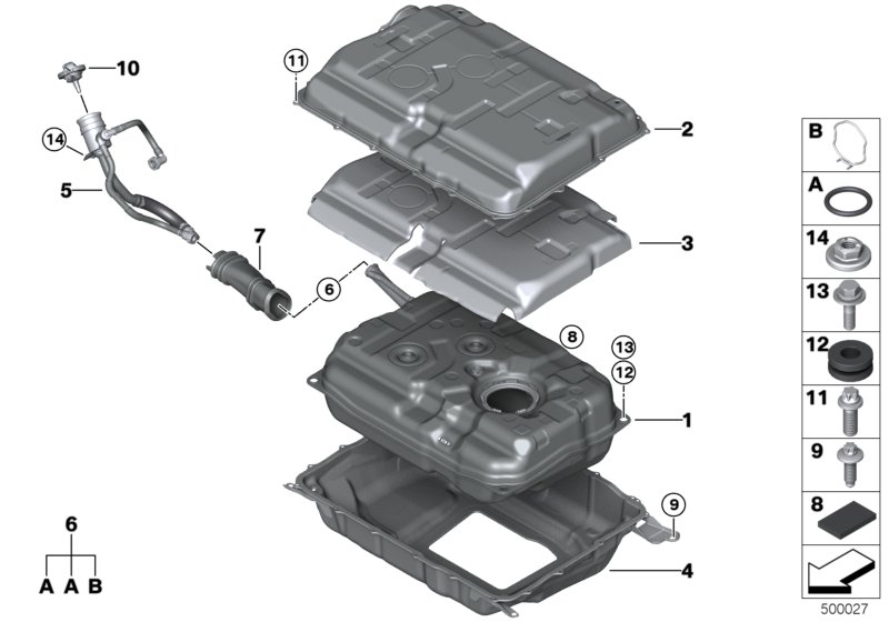 Топливный бак/дополнительные элементы для BMW G05 X5 45eX B58X (схема запчастей)