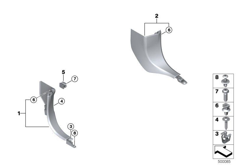 Боковая обшивка пространства для ног для BMW G07 X7 M50iX N63B (схема запчастей)
