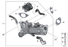 Система нейтрализации ОГ, охлаждение для BMW G05 X5 25dX B47F (схема запасных частей)