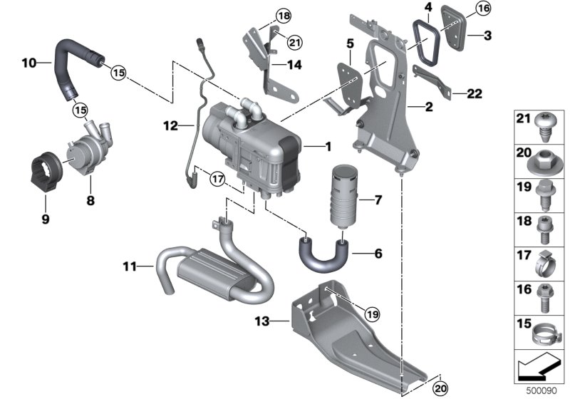 Автономная система отопления для BMW G02 X4 25dX B47 (схема запчастей)