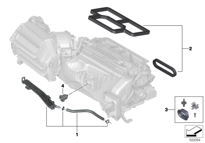 Детали корпуса сист.отопления и кондиц. для BMW G02 X4 M40iX B58D (схема запчастей)