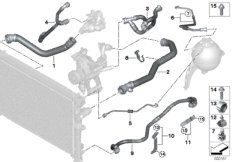 Шланги системы охлаждения для BMW G05 X5 25dX B47F (схема запасных частей)