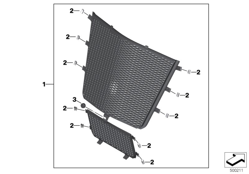 Защитная решетка радиатора для BMW K67 S 1000 RR 19 (0E21, 0E23) 0 (схема запчастей)