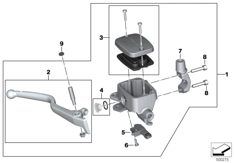 Рычаг тормоза переднего колеса для MOTO K08 C 400 GT (0C06, 0C16) 0 (схема запчастей)