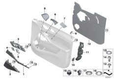 Доп.элементы обшивки передней двери для BMW G07 X7 40iX B58C (схема запасных частей)